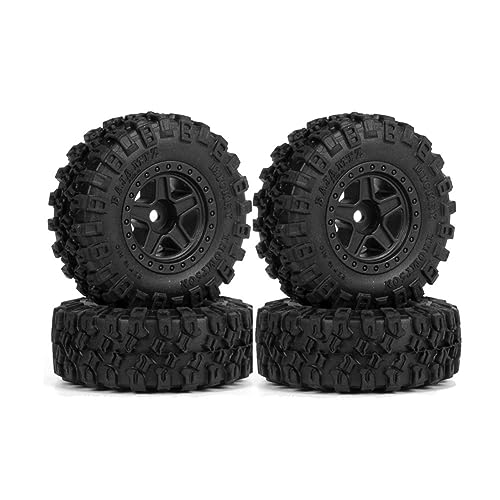 ANNJUC 2,5 cm Beadlock-Radfelgen Reifen-Set für 1/24 RC Crawler Axial SCX24 Riegelteile, Schwarz von ANNJUC