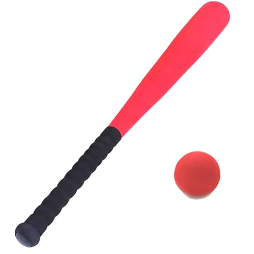 ANNJUC Baseballschläger-Ball-Set 64cm Lustige Spiele Kinder-Schläger für Erwachsene Kinder Leichter Baseballschläger mit Trainingsball Rot von ANNJUC