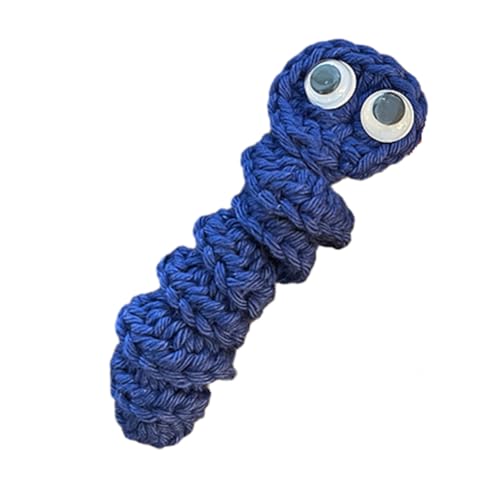 ANNJUC Handgefertigter emotionaler Support Worm Geschenk, Häkel-Sorgenwurm, inspirierende Pflege, niedliches Strickgeschenk, einfach zu bedienen, blau von ANNJUC