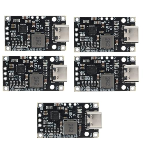 ANSO 5 StüCk Typ-C 2S Lithium-Batterie-Ladeboost-Modul 8,4 V 12,6 V mit Ausgewogener UnterstüTzung, Schnellladung mit Anzeige von ANSO