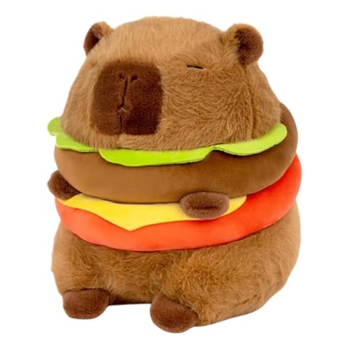 ANSO Realistisches Capybara-Burger-Plüschtier, Niedliches Capybara-Kuscheltierkissen-Plüschtier, Weiche Hamburger-Lebensmittel-Stofftierpuppe von ANSO