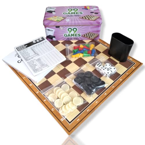 ANTEVIA Matriaux ANTEVIA - Set mit 99 Brettspielen mit Holztablett und Spielregeln in französischer Reisegröße Klassische Damen-Pferdewürfel 99 Spiele von ANTEVIA Matériaux