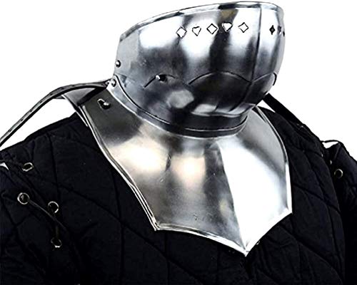 ANTIQUECOLLECTION Full Gorget mit Bevor – Frontplatte und Rückplatte – 18 Gauge Silber, silber, M von ANTIQUECOLLECTION