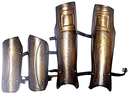 ANTIQUECOLLECTION Mittelalterliches 300 griechischer spartanischer König Leonidas Arm- und Beinschutz-Set, schwarzes Finish von ANTIQUECOLLECTION