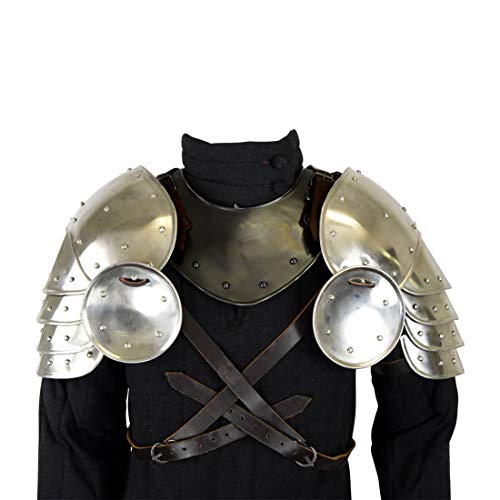 Armour Schulterschutz, mittelalterlicher Ritter, Stahl, 16 Gauge, silber, M von ANTIQUECOLLECTION