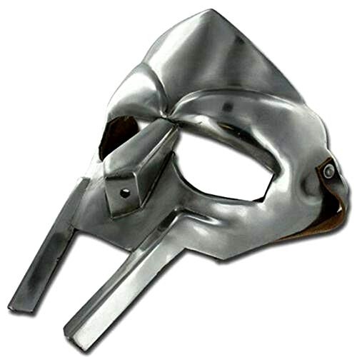 Steel Gladiator Hand Made Helmet Roman Forged Armor MF Doom Rapper, silber, M von ANTIQUECOLLECTION