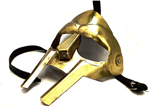 Steel Gladiator-Helm, handgefertigt, römische geschmiedete Rüstung, MF Doom Rapper, Messing, antik, M von ANTIQUECOLLECTION