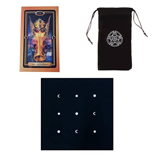 ANUFER 78St/Set Tarot-Karten Deck Tafel Zukünftiges Erzählen Divination Spiel Englische Ausgabe mit Tischdecke und Beutel Einfach Vergoldet SN07408-2 von ANUFER