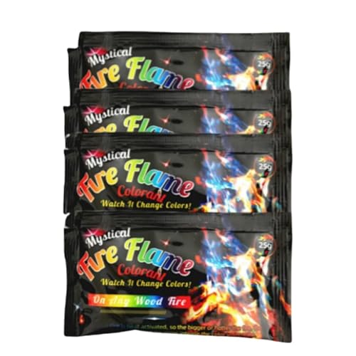 4 Stück Buntes Feuerpulver,Unbekannt Extreme Mystical Fire,Buntes Feuer,Neon Flames,für Lagerfeuer und Außenkamine,Party und Halloween und Weihnachte,Outdoor Events,4x25g von ANXJLEO