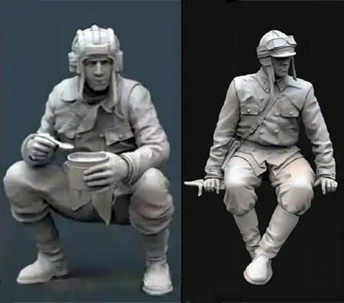 ANYCUA 1/35 WWII Soldier Resin Soldier Model Kit Unbemalt und unmontiert Resin Model Kit (2 Personen) //k8N7g6 von ANYCUA