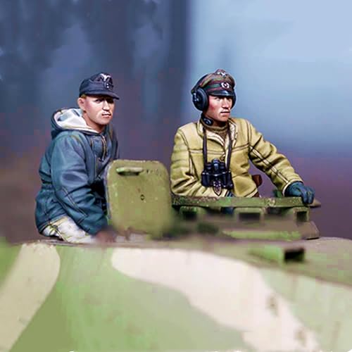 ANYCUA 1/35 WWII Tank Soldier Resin Soldier Model Kit Unbemalt und unmontiert Resin Model Kit (2 Figuren, Keine Panzer) //k8N6g1 von ANYCUA