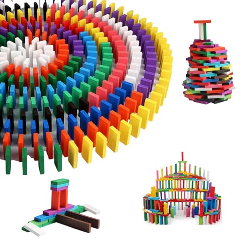 ANYUANKW 120 Stück Domino Zug Spielzeug Farben Domino Baustein Blöcken Set Teilig Dominosteine aus Holz für Kinder Jungen Mädchen Geburtstag Geschenk von ANYUANKW