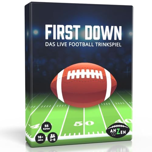 FIRST DOWN - Das Live Football Trinkspiel | Kartenspiel | passend zu Live American Football Spielen der NFL inkl. Super Bowl | Geschenk-e für Football-Fans u. Männer | Fanartikel | Merchandise | Party von ANZEN