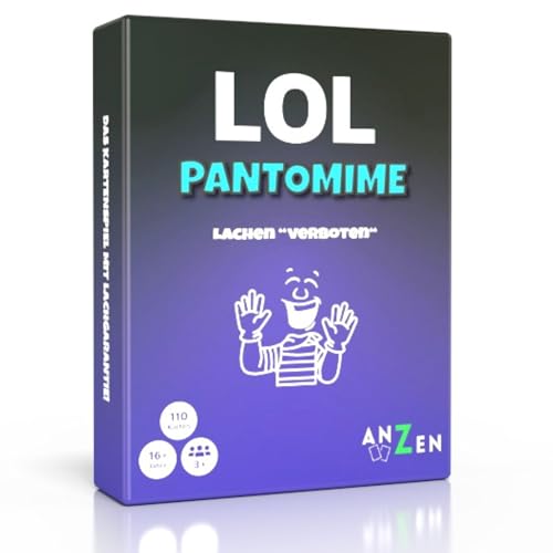 LOL Pantomime - Lachen verboten | Partyspiel für Erwachsene BZW. ab 16 Jahren | lustiges Kartenspiel für Frauen und Männer | Gesellschaftsspiel-e Mädelsabend | LOL Spiel Challenge | witziges Geschenk von ANZEN