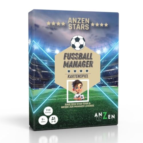 ANZEN STARS Fußball Manager Kartenspiel | Familien- & Strategiespiel mit 110 Karten | Für Kinder & Erwachsene ab 9 Jahren | 3-6 Spieler Spieleabende | Perfekt für Fußballfans mit hohem Wiederspielwert von ANZEN