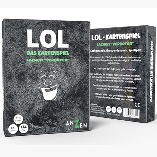 LOL - Das Kartenspiel - Lachen verboten | Lustiges Partyspiel mit Lachgarantie | Gesellschaftsspiel mit 5 witzigen Kategorien | LOL Spieleabend für Erwachsene | Geschenk-e für Männer und Frauen von ANZEN