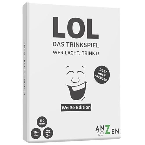 ANZEN LOL - Das Trinkspiel - Wer lacht, trintk! | Kartenspiel | Partyspiel | LOL Spiel | Gesellschaftsspiel (Weiße Edition (110 Karten)) von ANZEN