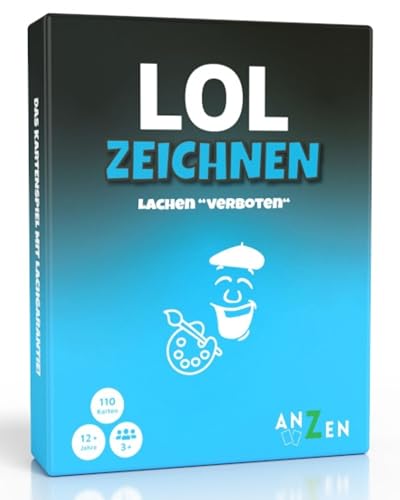 LOL ZEICHNEN - Lachen "verboten" | Kartenspiel und Gesellschaftsspiel ab 12 Jahren und Erwachsene | 3+ Spieler | Malen & Kritzelei | Familienspiel | lustiges Partyspiel | über 300 witzige Begriffe von ANZEN