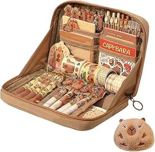 AOBUJDUB Aesthetic Pencil Case Capybar, Niedlichen Capybara Federtaschen Große Kapazität Mäppchen mit Schulsachen Capybara Briefpapier Set Stiftetasche Für Junge und Mädchen von AOBUJDUB