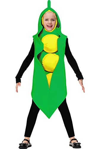 AOBUTE Erbsen-Kostüm für Kinder, Halloween, lustiges Essen, Cosplay, für Jungen und Mädchen, für Haustiere Peapod und Gemüse, Grün, 8-10 Jahre von AOBUTE