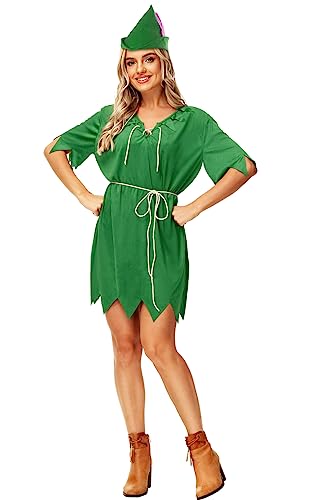 AOBUTE Erwachsene Peter Kostüm Tunika Damen Halloween Lustige Peter Friends Cosplay Dressup mit geschnürter Knopfleiste XXL von AOBUTE