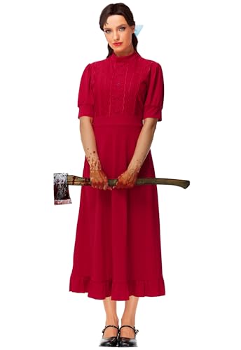 AOBUTE Halloween-Kostüm für Damen, Horrorfilm, Rot, kurzärmelig, Gothic-Kleid, Rot/Ausflug, einfarbig (Getaway Solids), XL von AOBUTE