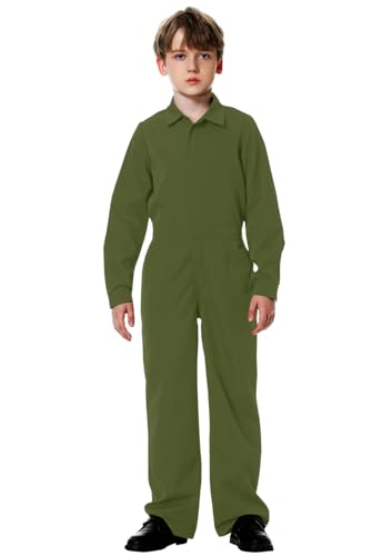 AOBUTE Kinder-Halloween-Overall für Jungen, einfarbig, mit Taschen, 3–14 Jahre, Grün (Army Green), 11-12 Jahre von AOBUTE