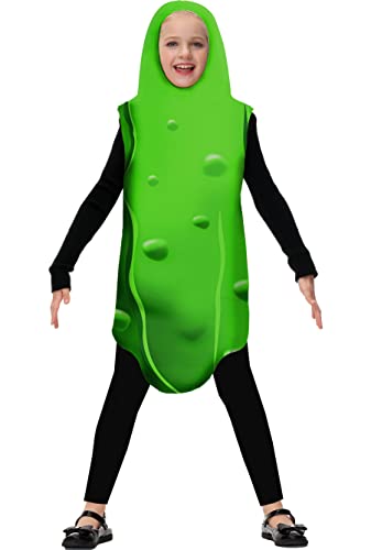 Halloween-Kostüm für Jungen und Mädchen, Essenskostüm, Pickle Dill, Uni, Kinder, Gemüse, Obst, lustiges Outfit, Grün, 5–7 Jahre von AOBUTE