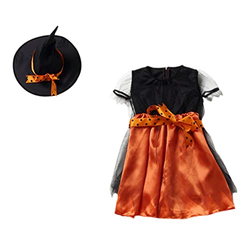 AOKWAWALIY 1 Satz Halloween-Kleider dekoratives Halloween-Kleid Zaubererkostüm für Kinder Mädchen halloween hut halloween costume Halloween-Cosplay-Kit Halloween-Dekoration Stoff Orange von AOKWAWALIY