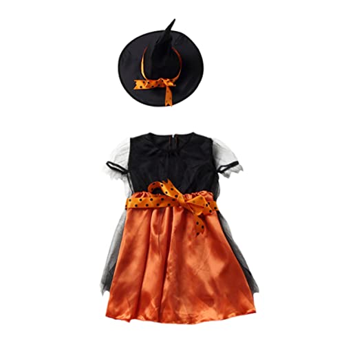 AOKWAWALIY 1 Satz Halloween-kleider Kinderkleidung Mädchenkostüm Tutu-rock Paillettenkleid Für Mädchen Halloween-zubehör Halloween-party-rock Zaubererkostüm Für Kinder Babykleid Orange Stoff von AOKWAWALIY