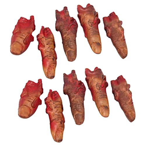 AOKWAWALIY 10 Stück Halloween Blutige Falsche Finger Realistische Halloween-Finger Horror Gruseliger Streichspielzeug Körperparty Halloween-Finger-Requisite Für von AOKWAWALIY