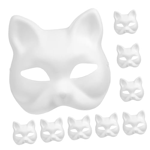 AOKWAWALIY 10er Pack Katzenmaske Weiße Maske Leere Maske Tiermaske Für Party Cosplay Halloween von AOKWAWALIY