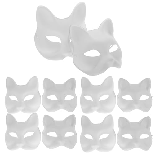 AOKWAWALIY 10 Stück Katzenmasken Japanische Kitsune-Fuchsmasken Kunststoff-Halbgesichts-Cosplay-Masken Tier-Anziehmasken Kostüm Maskerade Party Fuchsmaske Für Karneval Maskerade Drama-Kostüm von AOKWAWALIY