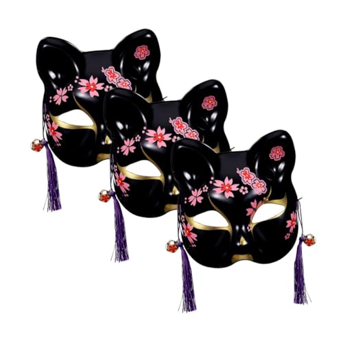 AOKWAWALIY 2St Maske fuchs japanisches Kimono-Kostüm japanisches Kimono-Cosplay-Kostüm Kostüm-Requisite Plastik Black von AOKWAWALIY