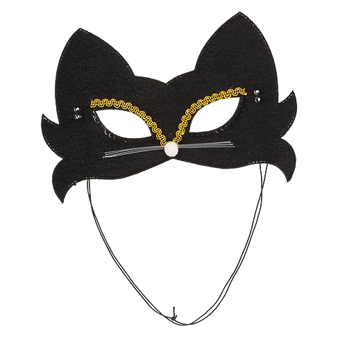 AOKWAWALIY 4 Stück Katzenmaske Kindergeburtstagsmaske Halloween-Halbmasken Geburtstagsparty-Maske Waldtiermaske halloween masken halloweenmaske Cosplay-Maske Tiermaske für Mädchen Tuch Black von AOKWAWALIY