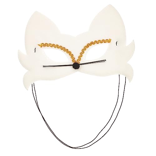 AOKWAWALIY 4 Stück Katzenmaske Waldtiere Filzmasken Kindergeburtstagsmaske Geburtstagsparty-Maske Waldtiermaske halloween masken halloweenmaske Halloween-Maske Tiermaske für Kinder Tuch Weiß von AOKWAWALIY