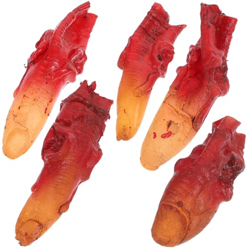 AOKWAWALIY 5 Stück Halloween Blutige Falsche Finger Realistische Halloween-Finger Horror Gruseliger Streich Spielzeug Körperparty Halloween-Finger Requisite Für Halloween von AOKWAWALIY