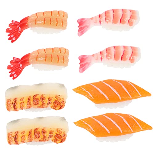 AOKWAWALIY 8St Sushi-Simulation Sashimi-Modell künstlicher Kuchen Spielzeuge gefälschtes Essen realistisches Sushi-Spielzeug verschleißfestes Sushi-Spielzeug Lebensmittel Zubehör Lachsfilet von AOKWAWALIY