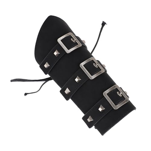 AOKWAWALIY Armschutz Punk-Handgelenk-rüstung Kostüm Handschuhe Fingerhandschuhe Reitarmbänder Punk-armschienen Mittelalterliche Handgelenkschützer Reithandschuhe Kunstleder Black von AOKWAWALIY