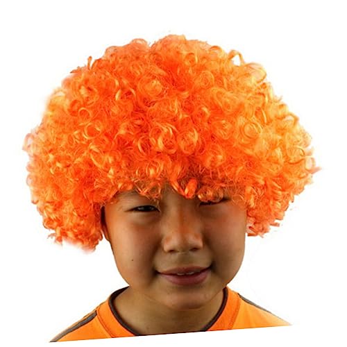 AOKWAWALIY Echthaarperücken Regenbogen-Clown-Perücke Kostüm Perücke Halloween-Perücke Bunte Perücken Clown orangefarbene Afro-Perücke Maskerade Perücke Frisur-Cosplay von AOKWAWALIY