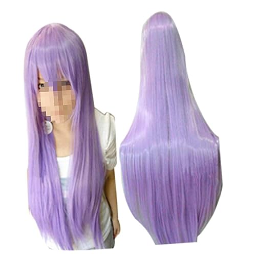 AOKWAWALIY Frauen Lange gerade Perücke lockige gewellte perücke Party Perücke Frauen Perücke Cosplay perücke Women's Wig Bangs Wig perücken Synthetisches Haar Lange Glatte Haare Violett von AOKWAWALIY