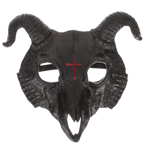 AOKWAWALIY Halloween-maske Masken Anziehen Bühnenmaske Kuh-maskerade Stier-kostümmaske Tier-maskerade-maske Pennywise-maske Schädelhundemaske Halloween-halbmaske Cosplay-maske Ziege Black Pu von AOKWAWALIY