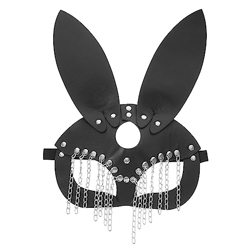 AOKWAWALIY -Kaninchen- - Maskerade-Hasen- für Frau Maskerade-Party- Abschlussball halloween masken halloweenmaske Ballparty- Frauenmaske Pu Black von AOKWAWALIY