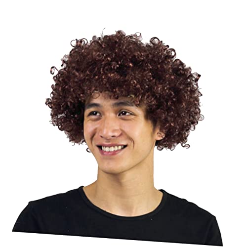 AOKWAWALIY Maskerade Perücke Explosion Perücke Clown verkleiden Sich Accessoires Clown-Kostüm Clown-Outfit Disco-Afro-Perücken Echthaarperücken Kostüm Perücke Frisur-Cosplay Brown von AOKWAWALIY