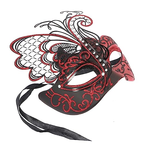 AOKWAWALIY Schmetterlingsmaske aus Metall halloween masken halloweenmaske masken fasching masken für halloween Kostüme für Frauen Maskerade Cosplay-Party-Maske Kostüm Maske Plastik rot von AOKWAWALIY