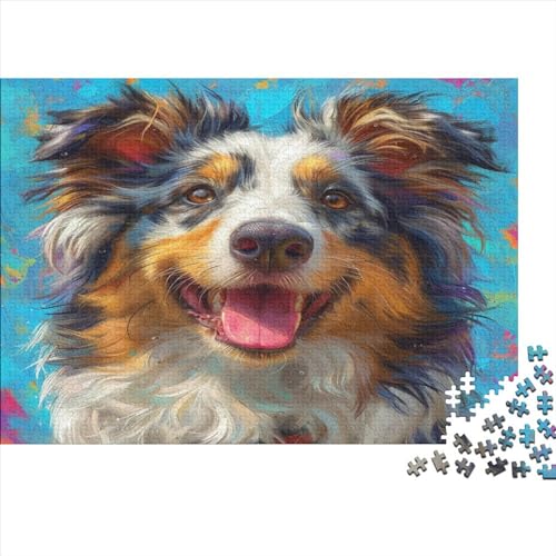 Australian Shepherd Hund Puzzlespiel 1000 Teile Puzzles Für Erwachsene Lernspiel Herausforderung Spielzeug 1000 Teile Puzzles Für Erwachsene Kinder Erwachsenen Puzzlespiel Puzzel 1000pcs (75x50cm) von AOLENFKR