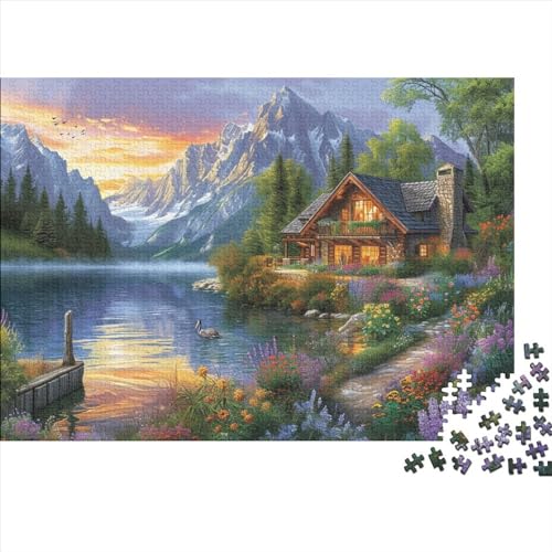 Berghütte Puzzlespiel 1000 Teile, Puzzle Erwachsene 1000 Teile, Impossible Puzzle GesKükenlichkeitsspiel Für Die Ganze Familie, Puzzle Erwachsene 1000 Teile Puzzel 1000pcs (75x50cm) von AOLENFKR