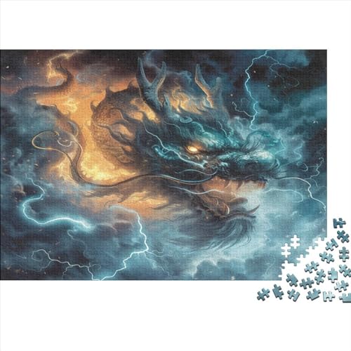 Böser Drache Puzzle 1000 Teile,für Erwachsene, Impossible Puzzle,farbenfrohes Legespiel,GesKükenlichkeitsspiel Für Die Ganze Familie,Erwachsenenpuzzle Puzzel 1000pcs (75x50cm) von AOLENFKR