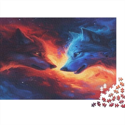 Bunter Wolf 1000 Stück Puzzles Für Erwachsene Teenager Stress Abbauen Familien-Puzzlespiel 1000-teiliges Puzzle Kinder Lernspiel Spielzeug Geschenk Puzzel 1000pcs (75x50cm) von AOLENFKR