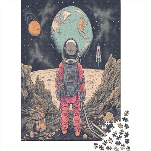 Cartoon Astronaut 1000 Teile, Impossible Puzzle,Geschicklichkeitsspiel Für Die Ganze Familie, Erwachsenenpuzzle Ab 14 Jahren Puzzel 1000pcs (75x50cm) von AOLENFKR